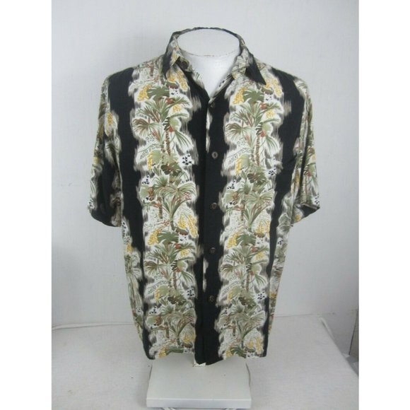 Pacific Scene vtg Men Hawaiian camp shirt p2p 25 L aloha luau tropical panel - Picture 3 of 10